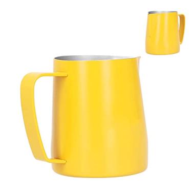 Imagem de Jarra para Espuma de Leite Expresso Akozon Com Bico - Xícara de Arte de café Amarelo-limão Estilo A Com Logotipo para Arte Com Leite e Cappuccino Perfeitos (350ml)