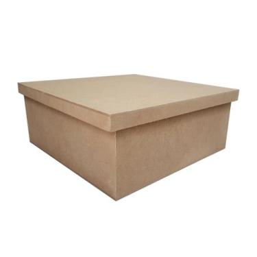 Imagem de Caixa Quadrada Tampa Sapato 25x25x10 Mdf Madeira - ATACADÃO DO ARTESAN