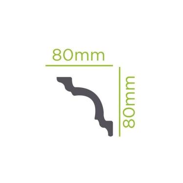 Imagem de Kit com 3 Barras Rodateto de Poliestireno 8cm X 80mm Liso 6m Branco