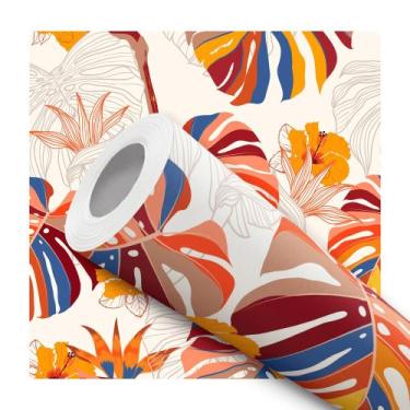 Imagem de Papel de Parede Adesivo Costela de Adão Colorido Folhagem Quarto Sala 