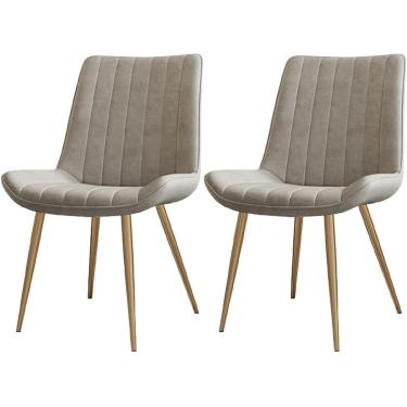 Imagem de Conjunto de 2 cadeiras de jantar de cozinha, cadeiras laterais de couro para sala de estar, cadeiras modernas para sala de jantar (d), b