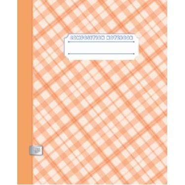 Imagem de Orange Pastel Plaid Notebook: Wide College Ruled Journal for Writing Notes,Diary, Work, Study, School Supplies