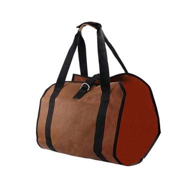 Imagem de Gralara Suporte para lenha, suporte para lenha, equipamento para lareira, bolsa para toras, para pesca, mochila, viagem, fogueira, Marrom