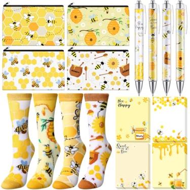 Imagem de Dispowreath 16 peças de presentes para amantes de animais, lindo presente de cavalo de bicho-preguiça, abelha, gato, cavalo, presente, engraçado, 3 x 4, canetas, bolsas de maquiagem, conjunto de meias