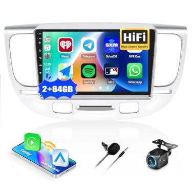 Imagem de [2+64G] AMprime Android 13 estéreo para carro Kia Rio II Pride 2006-2011 com carro sem fio e Android Auto, rádio automotivo com tela sensível ao toque de 9 polegadas com Bluetooth FM/RDS rádio HiFi EQ