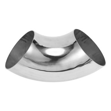 Imagem de Motoforti Tubulação de tubo de escape modificada para carro curva mandril 90 graus 13.3 cm espessura OD 2mm/14GA 133x325x2.0mm aço inoxidável 304 tom prata