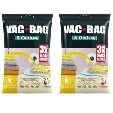 Imagem de Kit 2 Sacos Vac Bag Ordene para Roupas Médio 45x65cm A Vácuo Polietileno Reutilizável