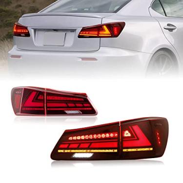 Imagem de Conjunto de luzes traseiras HCmotion para Lexus Sedan XE20/IS250/IS350/ISF 2006-2013, lâmpada traseira com animação de arranque, luz LED DRL e seta sequencial, plug-and-play, substituição de luzes