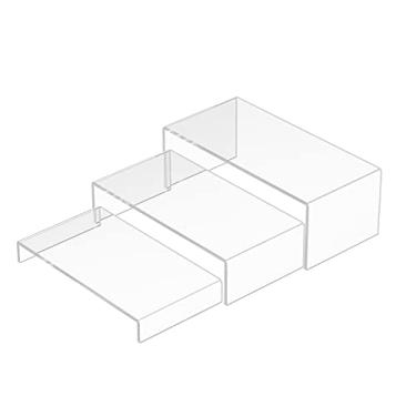 Imagem de Sezanrpt Suportes De Exposição De Acrílico Risers 3 Peças, Conjunto De Exposição De Mesa De Sobremesa Retangular, Prateleira De Exposição Transparente Para Funko Pop, Itens Colecionáveis, Fornecedor