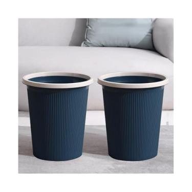 Imagem de Caixote do lixo de cozinha sem tampa de plástico redondo cor sólida com anel de pressão adequado para sala de estar, quarto, cozinha, etc. Pacote pequeno/médio/grande de 2 cestas de lixo (preto,