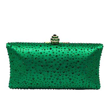 Imagem de Boutique De FGG Bolsa clutch de cristal para mulheres, formal, noite, festa, strass, bolsa clutch para casamento, formatura, mini, Verde, Small