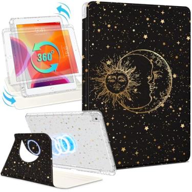 Imagem de Shorogyt Capa magnética para iPad 9ª/8ª/7ª geração, suporte magnético de 10,2 polegadas para mulheres – Design fofo, capas giratórias de 360 graus para meninas e crianças com suporte para lápis para