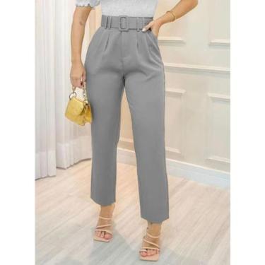 Imagem de Calça Alfaiataria Feminina com Cinto Social Elegante Cintura Alta - JK