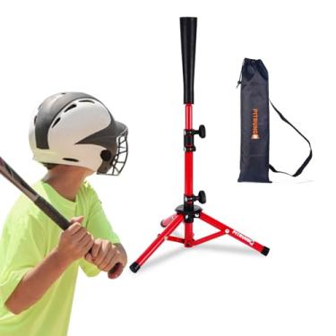 Imagem de Pitrungo Camiseta de beisebol de softbol para crianças de 3 a 10 anos com suporte de bola para rebatidas, equipamento de treino de rebatidas, altura ajustável fácil de 51 a 75 cm, portátil com bolsa