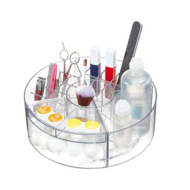 Imagem de Organizador de maquiagem giratório iDesign com divisórias e suportes de batom – transparente