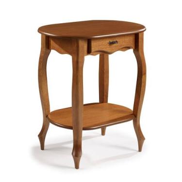Imagem de Aparador de Madeira Oval Luís XV 69,5 cm com 1 Gaveta e Prateleira - M