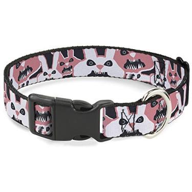 Imagem de Buckle-Down PC-W30113-S Angry Bunnies Cinza/Pinks Coleira de plástico com clipe, pequeno/23 a 38 cm