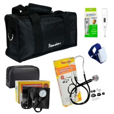 Imagem de Kit Acadêmico Premium Esfigmomanômetro Estetoscopio Garrote