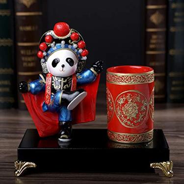 Imagem de Porta-lápis com personagens de ópera de Pequim estilo chinês criativo para escritório e decoração de casa, o acessório de escritório perfeito e presente para amigos, pote de caneta (E)