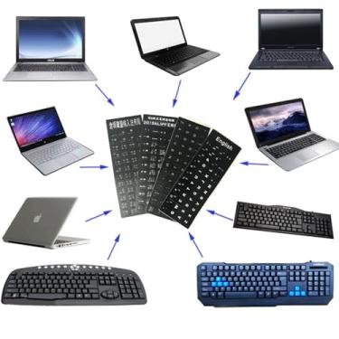 Imagem de Adesivos de teclado em idioma tailandês padrão transparente protetor de teclado de computador para laptops tailandeses ideal (letras pretas tailandesas em branco)