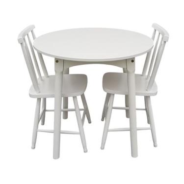 Imagem de Jogo de Jantar Colonial Brisa Mesa 80cm Branca + 02 Cadeiras Brancas -