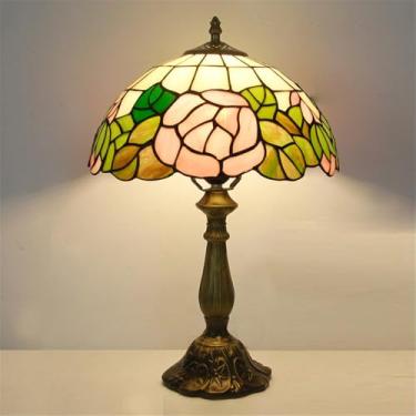 Imagem de OUFULA American Vintage Lâmpada De Mesa LED Luxo Criatividade Sala De Estar Estudo Quarto Lâmpada De Cabeceira Villa Hotel Cor Vidro Mesa Luz (Estilo 1)