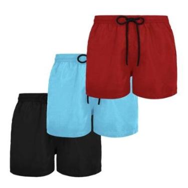 Imagem de Kit 3 Short Tactel Masculino Plus Size Moda Praia Bermuda Lisa-Masculino