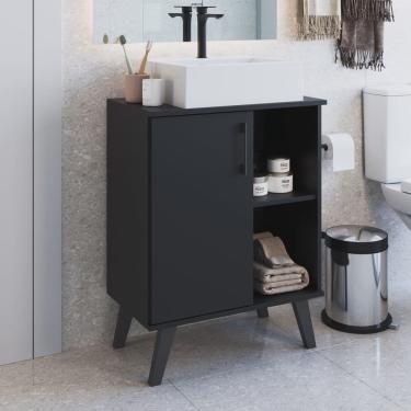 Imagem de Gabinete para Banheiro 60cm com 1 Porta e 2 Prateleiras Ba305 sem Cuba