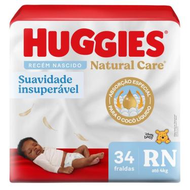 Imagem de Fralda Descartável Premium Huggies Natural Care RN 34 Unidades
