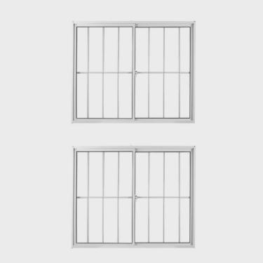 Imagem de Kit com 2 Janelas de Alumínio de Correr 100x150cm 2 Folhas com Grade e Vidro Liso Linha Soft mgm