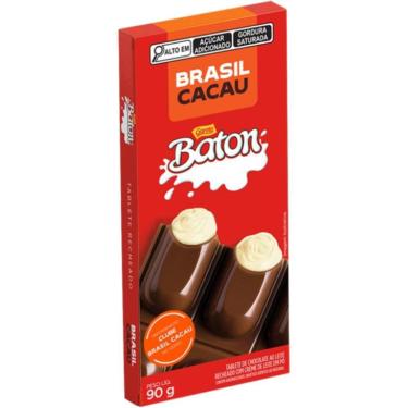 Imagem de Barra de Chocolate ao Leite Recheado Baton Brasil Cacau 90g