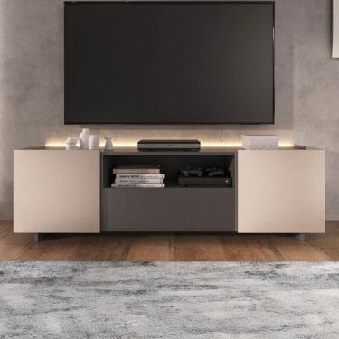 Imagem de Rack para TV Até 60 Polegadas 2090 2 Portas 1 Gaveta Grafite/Fume - Quiditá Móveis