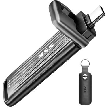 Imagem de SSK Unidade flash USB C de 1 TB máxima até 2000 mb/s disco rígido externo rápido USB 3.2 geração 2x2 portátil SSD Thumb Drive de liga de zinco USB C Stick para telefone/tablets/notebooks/Mac/iPhone 15