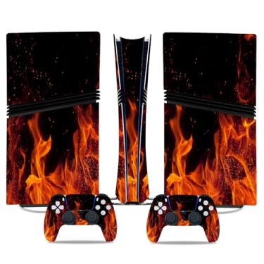 Imagem de Skin Wrap para PS5 Pro Digital Edition, decalque de vinil, capa protetora para console e controle (chama)