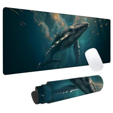 Imagem de Tapete de mouse para jogos Majestic Whale, tapete de mesa de escritório, base de borracha antiderrapante, tapetes de mouse estéticos legais para computador, laptop, teclado, escola, casa, mesa