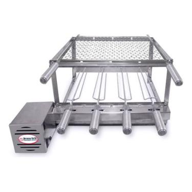 Imagem de Brasa Grill Gira 4 Espetos Churrasqueira Giratória com Grelha Moeda In