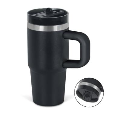 Imagem de Cosictic Copo de canudo flip de 400 ml com alça para crianças, copo isolado de parede dupla de aço inoxidável para crianças com tampa flip top, copos à prova de vazamento de 400 ml para crianças