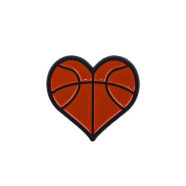 Imagem de Bolas esportivas em forma de coração broche esmalte amor coração soocer beisebol basquete futebol lapela broche esportes bola broche esporte dia lembrança crachá pano mochila chapéu decoração, Liga de