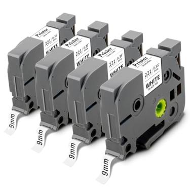 Imagem de Pristar Fita Tze TZ 9 mm 0,35 branco laminado compatível com fita de etiqueta Brother P-Touch TZe-221 TZe221 Trabalho com fita de etiquetadora Brother PT-D210 PT-D220 PT-H103W PT-1890 PT-D600 PT-D410