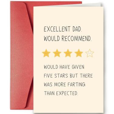 Imagem de SuperShunhu Cartão de Dia dos Pais Naughty da Daughter Son, presentes de aniversário engraçados para pai marido, excelente pai recomendaria quatro estrelas