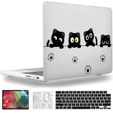 Imagem de QCzyc Capa de plástico compatível com MacBook Pro de 14 polegadas versão 2021-2024 M4 A3112 A3185 A3401 M3 A2992 A2918 M2 A2779 M1 A2442 capa de plástico e capa de teclado e adesivo de teclado Mac OS