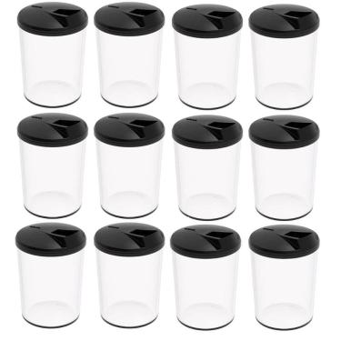 Imagem de 12 Farinheiras Porta Farofa Temperos 400ml Crippa Preto Tampa para ir a Mesa