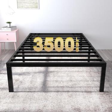 Imagem de yookare 45,7 cm de altura para moldura de cama resistente plataforma de metal/armazenamento máximo/base de colchão/suporte de lâminas de aço/livre de ruídos/substituição de mola de caixa, solteiro