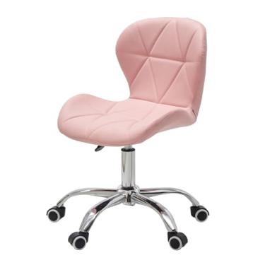 Imagem de Cadeira Slim Office Estofada Conthey Rosa Base Giratória Cromada