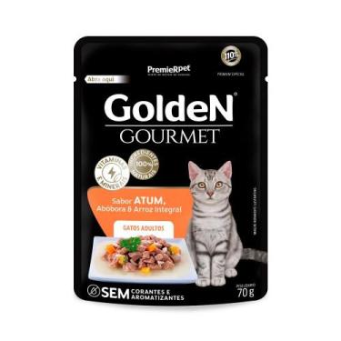 Imagem de Ração Úmida Sachê Golden Gourmet Gato Adulto Sabor Atum 70g - PREMIER 