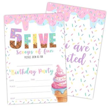 Imagem de Convites de 5º aniversário, convite de festa de aniversário de 5 anos, preencha o convite com envelopes, 20 cartões com 20 envelopes, lembrancinha e decoração de festa de aniversário (10 x 15 cm