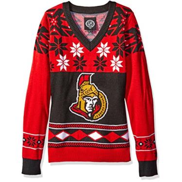 Imagem de Suéter feminino gola V Foco NHL, Team Color, Large