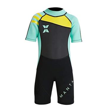 Imagem de DIVE & SAIL Roupa de mergulho infantil de 2,5 mm com proteção UV (verde, 2GG (altura 127 a 137 cm)