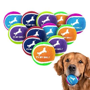 Imagem de EXPAWLORER Bolas de tênis estridentes para cães - pacote com 12 bolas de tênis duráveis de alta elasticidade para mastigadores agressivos, brinquedos interativos para mastigar cães para treinar, buscar, mastigar, brincar, perseguir