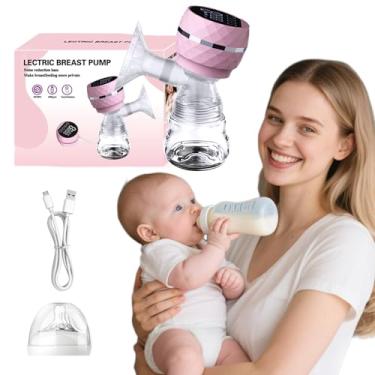 Imagem de Bomba de Tirar Leite Elétrica Portátil Integrada com Tela de LED 2 modos 9 nível de sucção baixo ruído + Protetor de Mama de Silicone de 22 mm 180 ml/Bomba de Amamentação